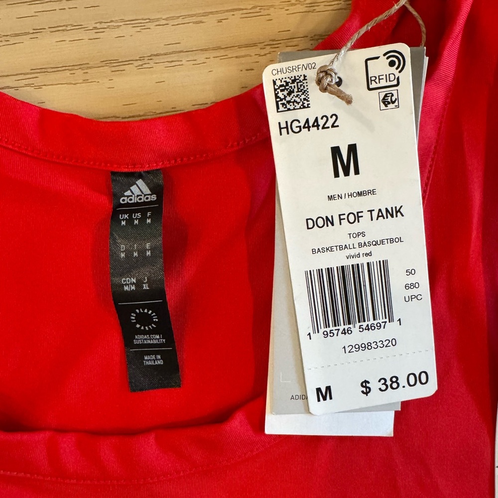Adidas Red Men's Tank Top - Picture 4 of 6